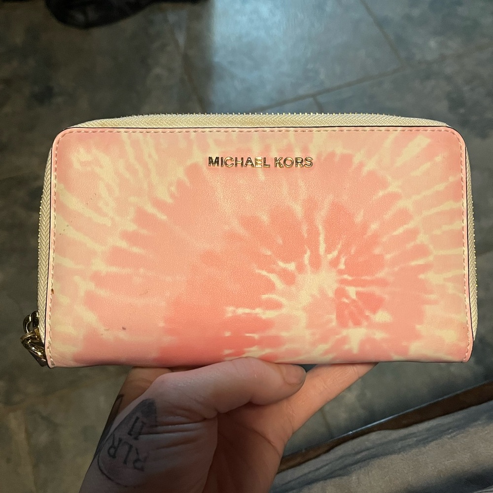 Michael Kors Pink and Cream Tie-Dye Wallet